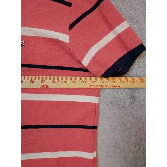 Lacoste Polo Shirt Mens Large Size 7 Striped Pink Classic Fit Preppy Contrast L - Picture 8 of 9